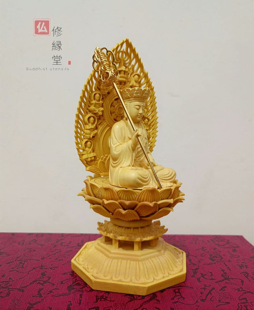 修縁堂】珍品 木彫仏像 地蔵菩薩座像 地蔵菩薩像 ミニ彫刻 仏教工芸