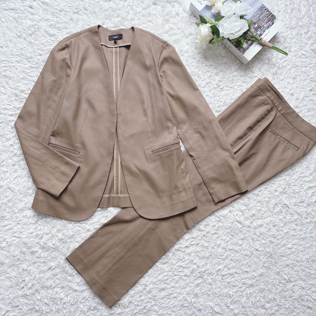 白いひつじ様　Theory パンツスーツ STRETCH CANVAS ノーカラ