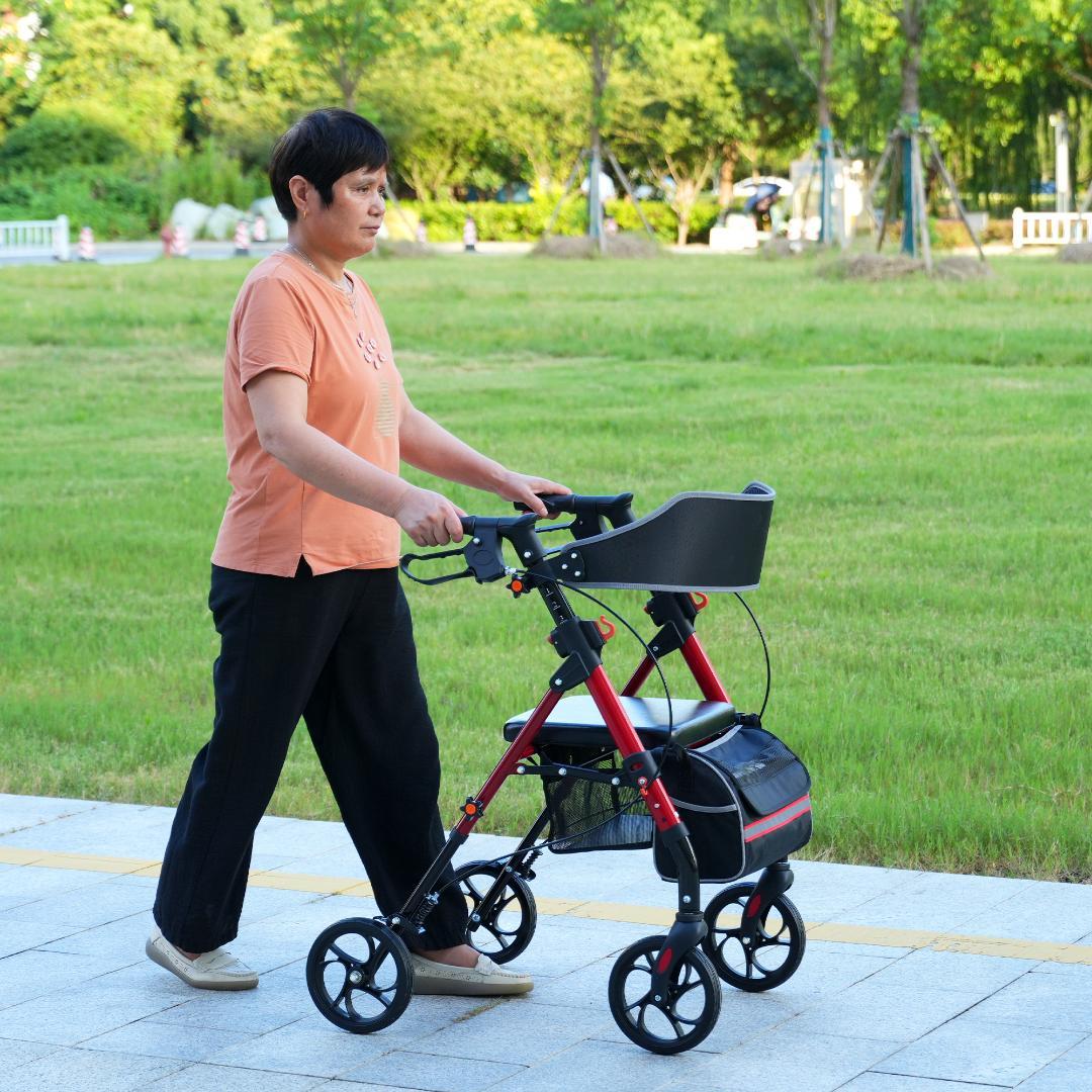 歩行器 歩行車 シルバーカー 軽量設計 室外用 6段階高さ調整 折りたたみ可能