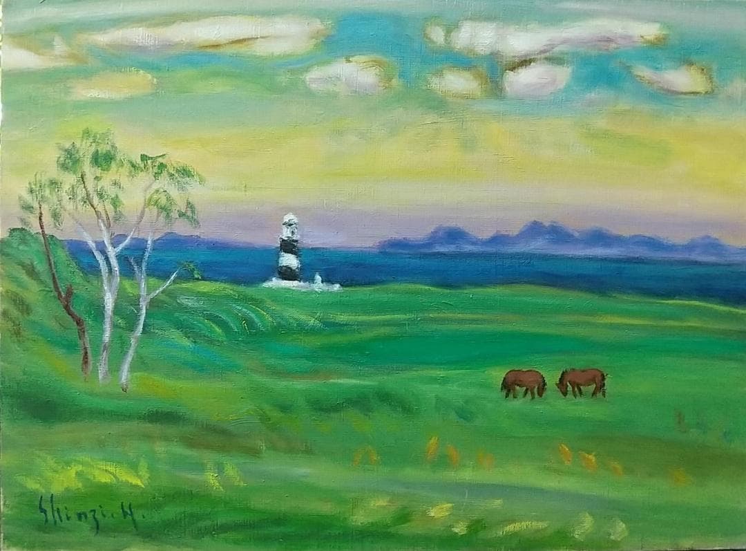 「灯台のある草原」能取岬 P8 絵画