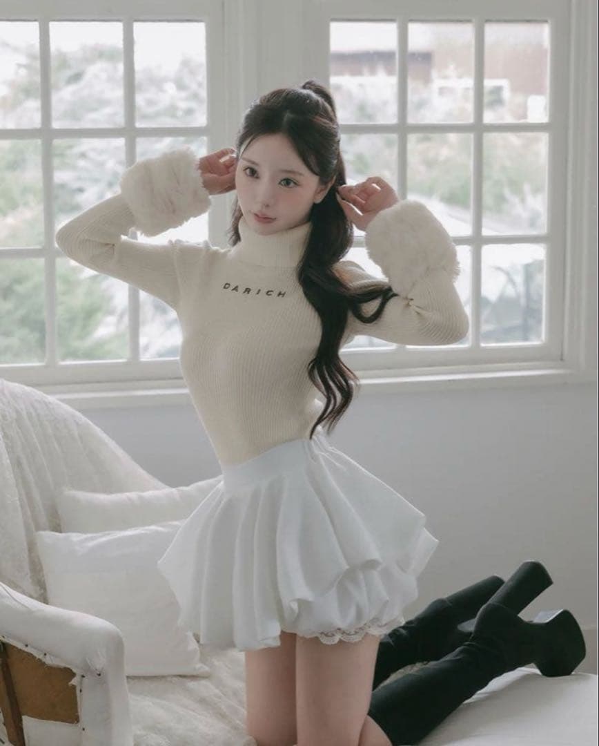 darich スムースファーリブニットトップス IVO FREE ダーリッチ Darich スムースファーリブニットトップス （アイボリー