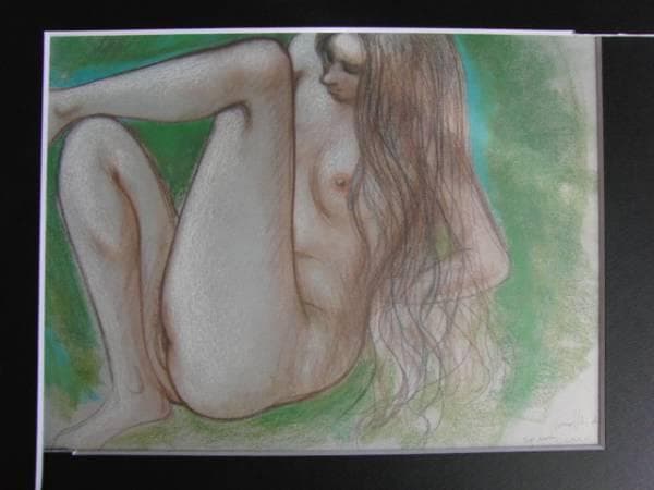 古沢　岩美、長い髪、希少な額装用画集より、新品額装付、状態良好