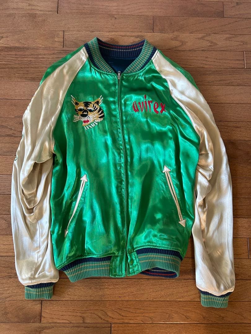 激レア！AVIREX ベトナム 虎 龍 和柄 刺繍 リバーシブル スカジャン L