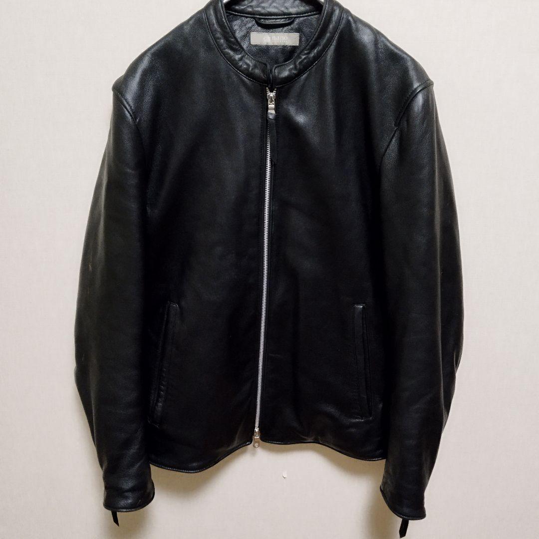 ナノ・ユニバース　シングルライダースジャケット　羊皮　Mサイズ レザーシングルライダースジャケット