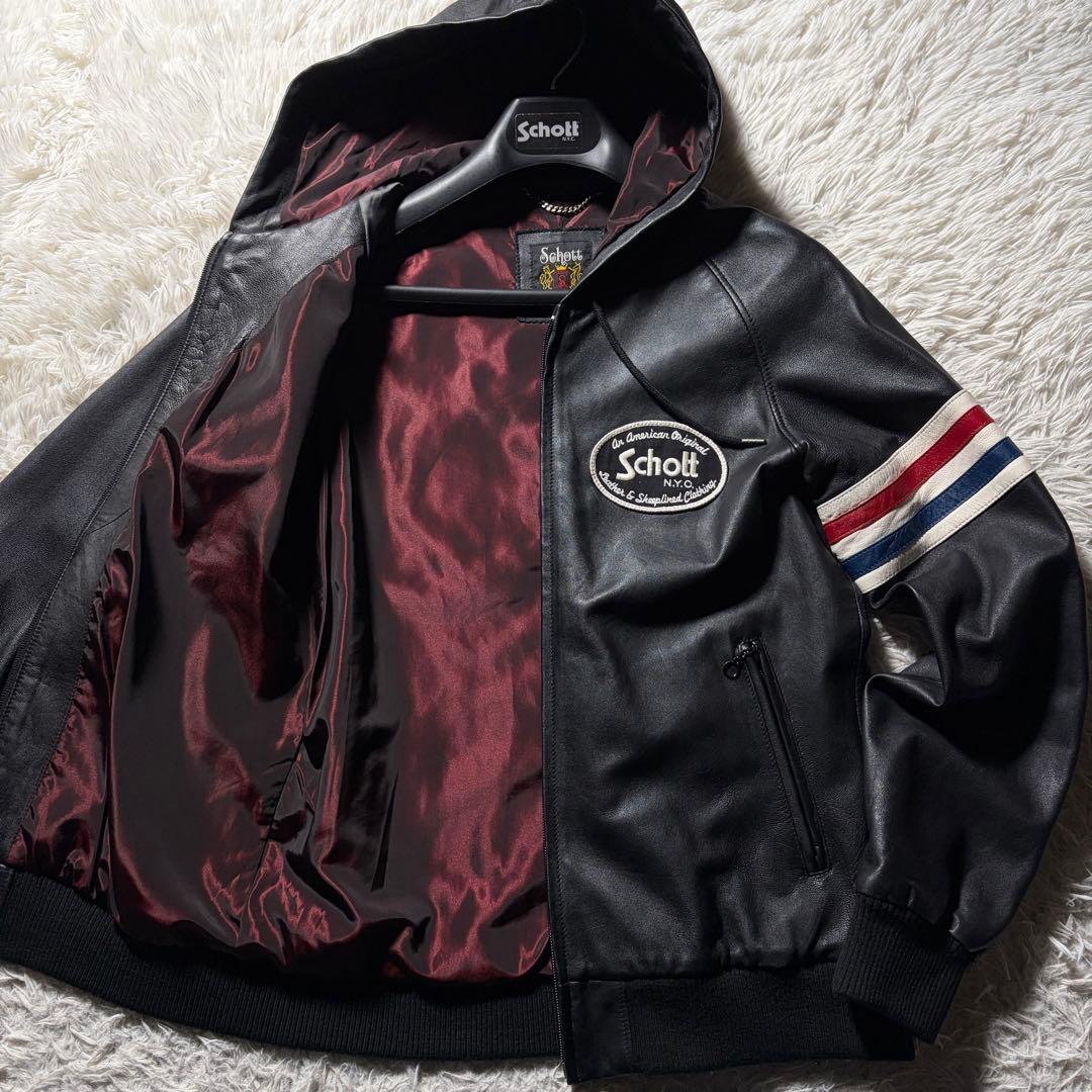 杉*宏様 美品/希少■schott レザー　トラックジャケット　羊革　100周年