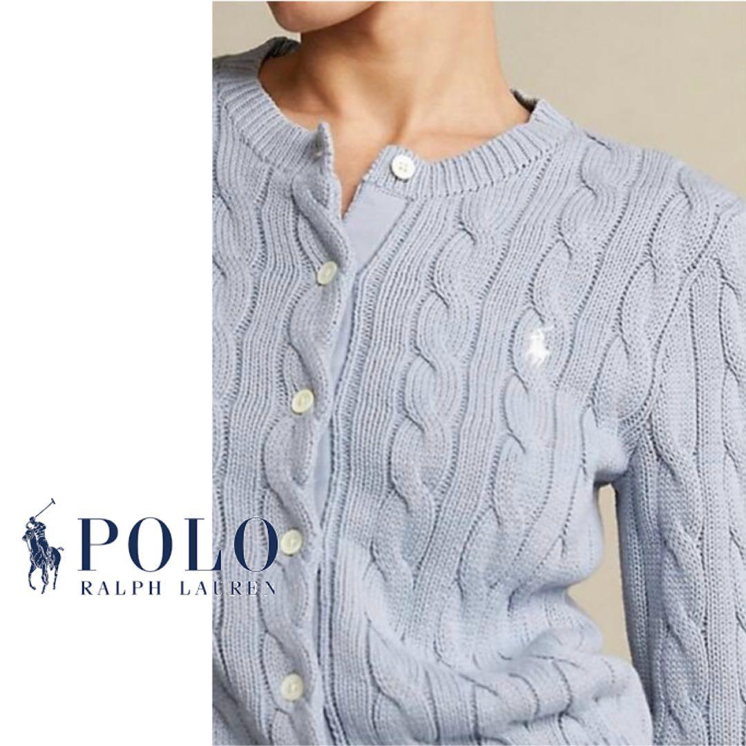 POLO RALPH LAUREN】ラルフローレン水色ケーブルニット XS - メルカリ