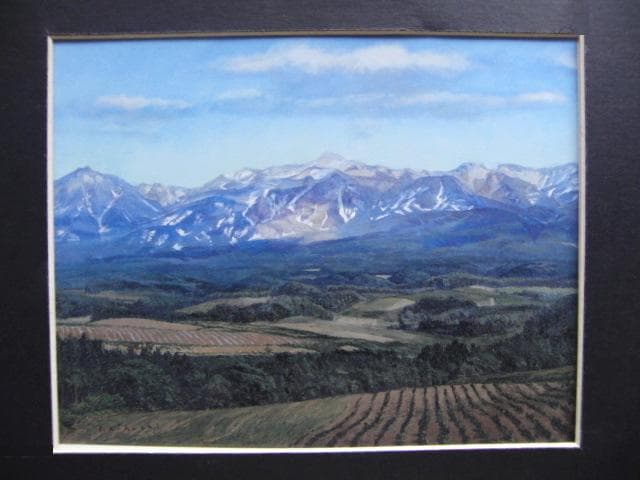 菊池潤子、【夏の十勝岳】、希少な画集画、新品高級額 額装付、状態良好