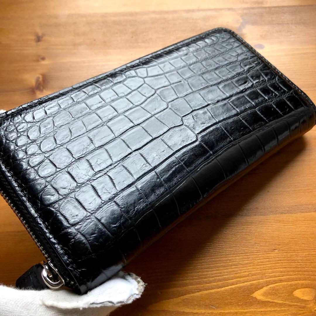 【クロコ1枚革】クロコダイル 高級長財布 サイフ メンズ ワニ革 レザー 長財布 クロコダイル メンズ 札入 ワニ革 クラウンマーク 本革 一枚革