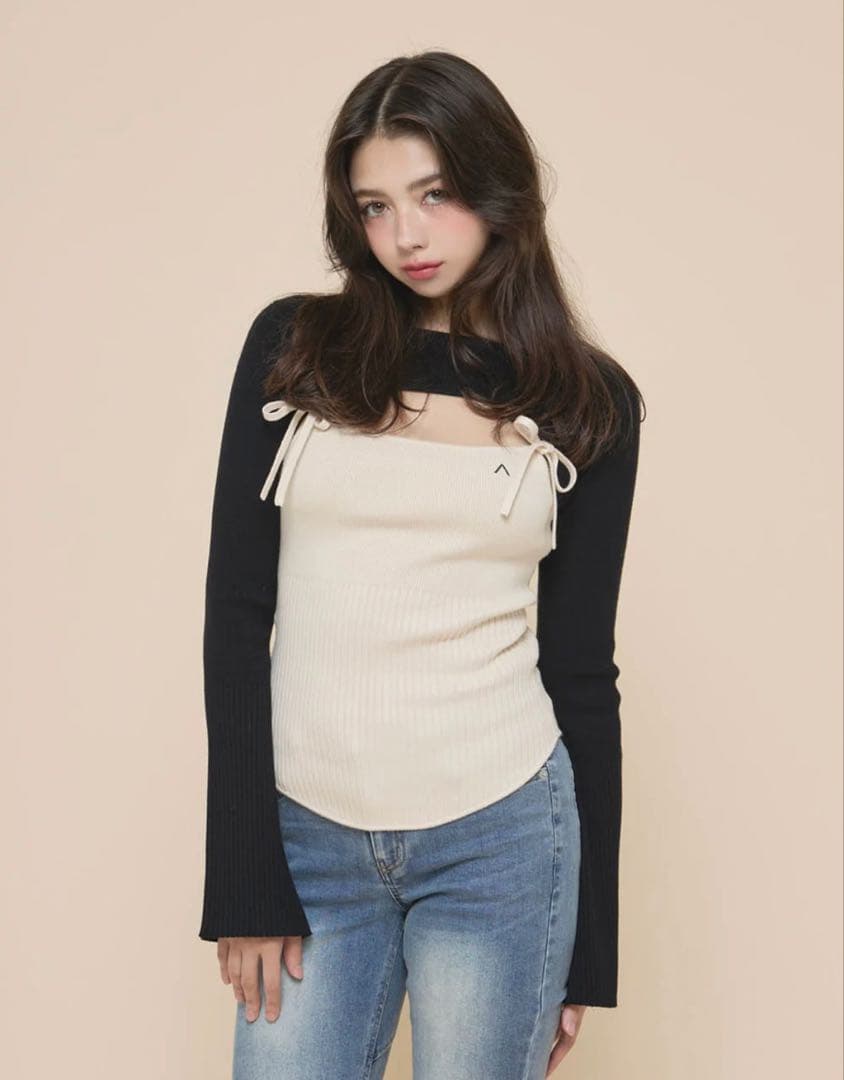 トップス andmary Bebe ribbon set tops