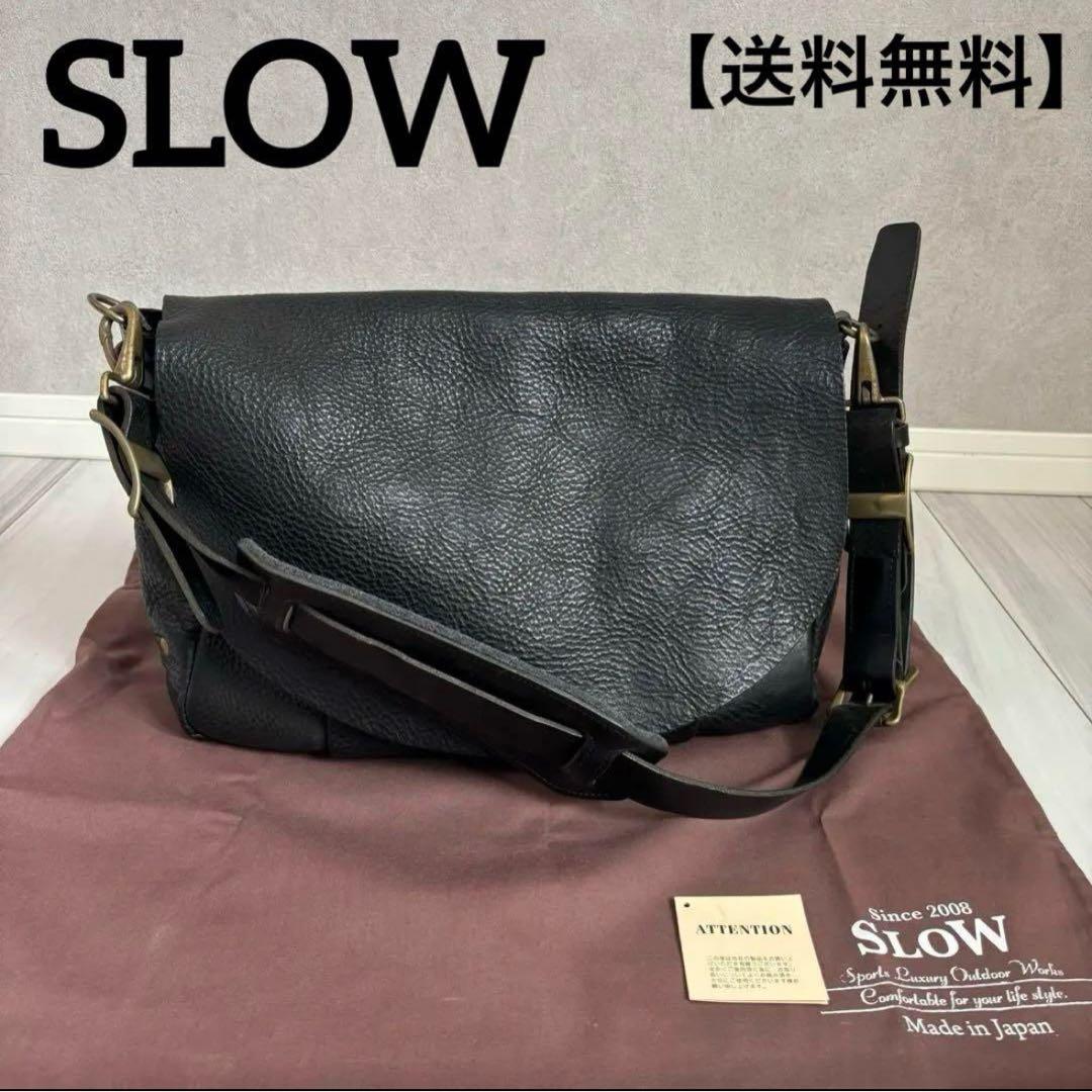 SLOW ショルダーバッグ メッセンジャーバッグ　レザーバッグ　本革　ブラック