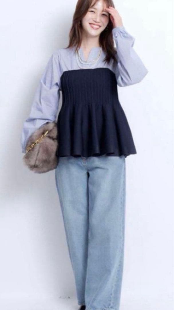 新品未使用　ジャスグリッティー　JUSGLITTY シャツレイヤードライクニット