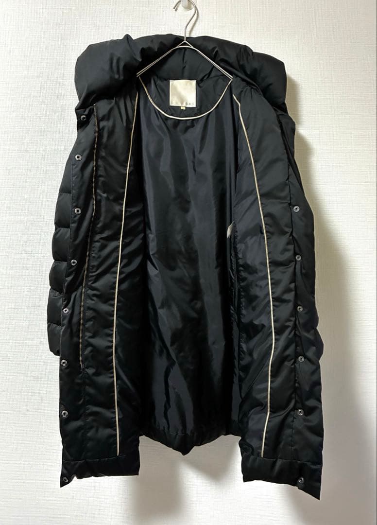 自由区】ロングダウンコート ショールカラー 黒 女優襟 軽量 洗える 40