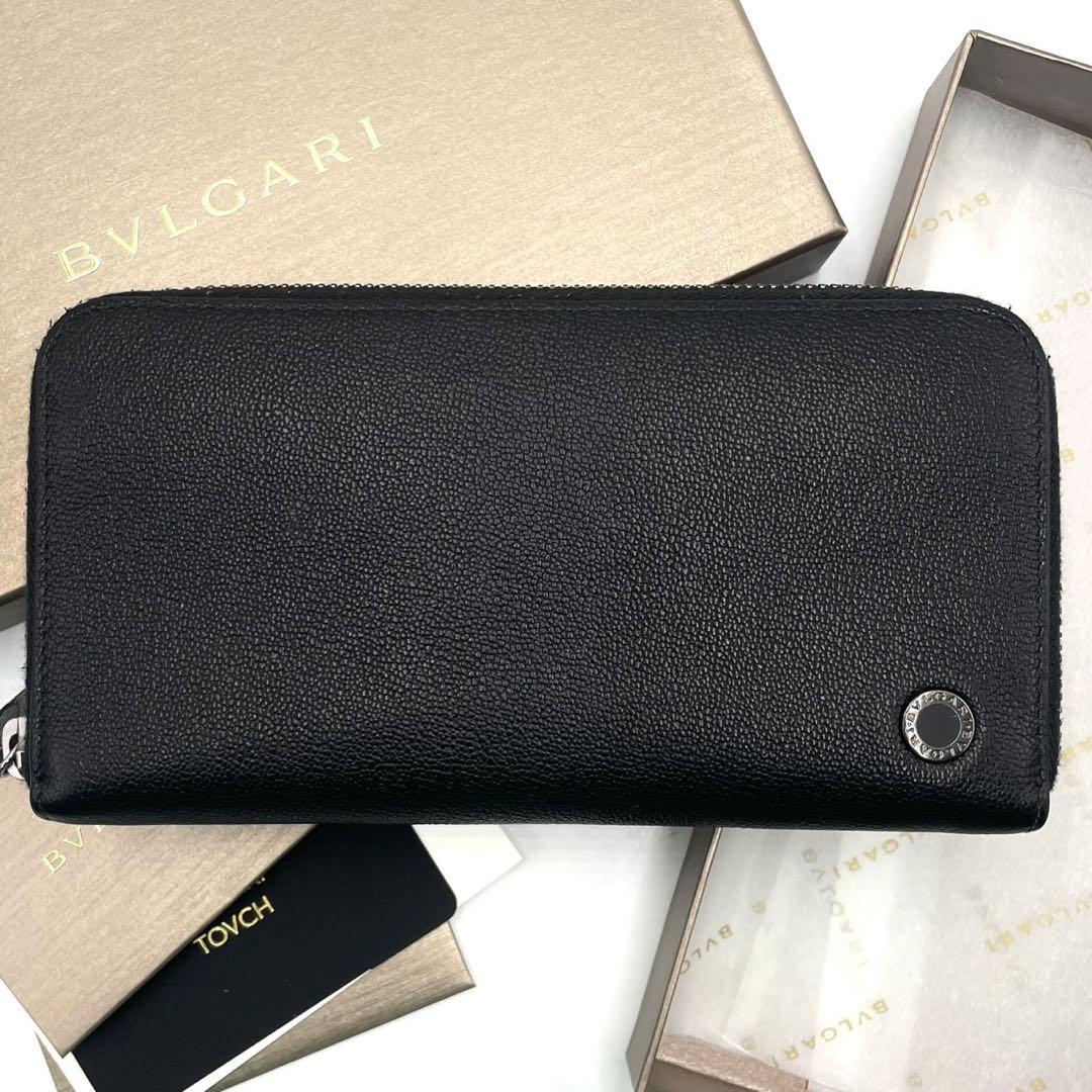 極美品○ ブルガリ 長財布 ラウンドファスナー ブルガリマン 現行 RFID