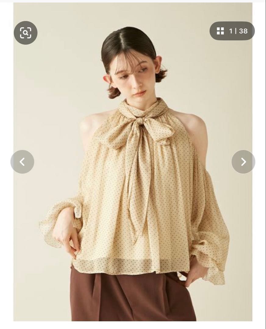 【お値下げ中‼️】 ドレープボウタイシフォンブラウス リリーブラウン