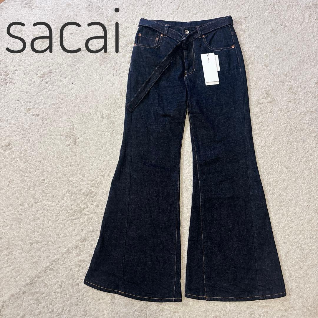 新品タグ付き sacai サカイ ベルテッドフレア デニムパンツ 24ss
