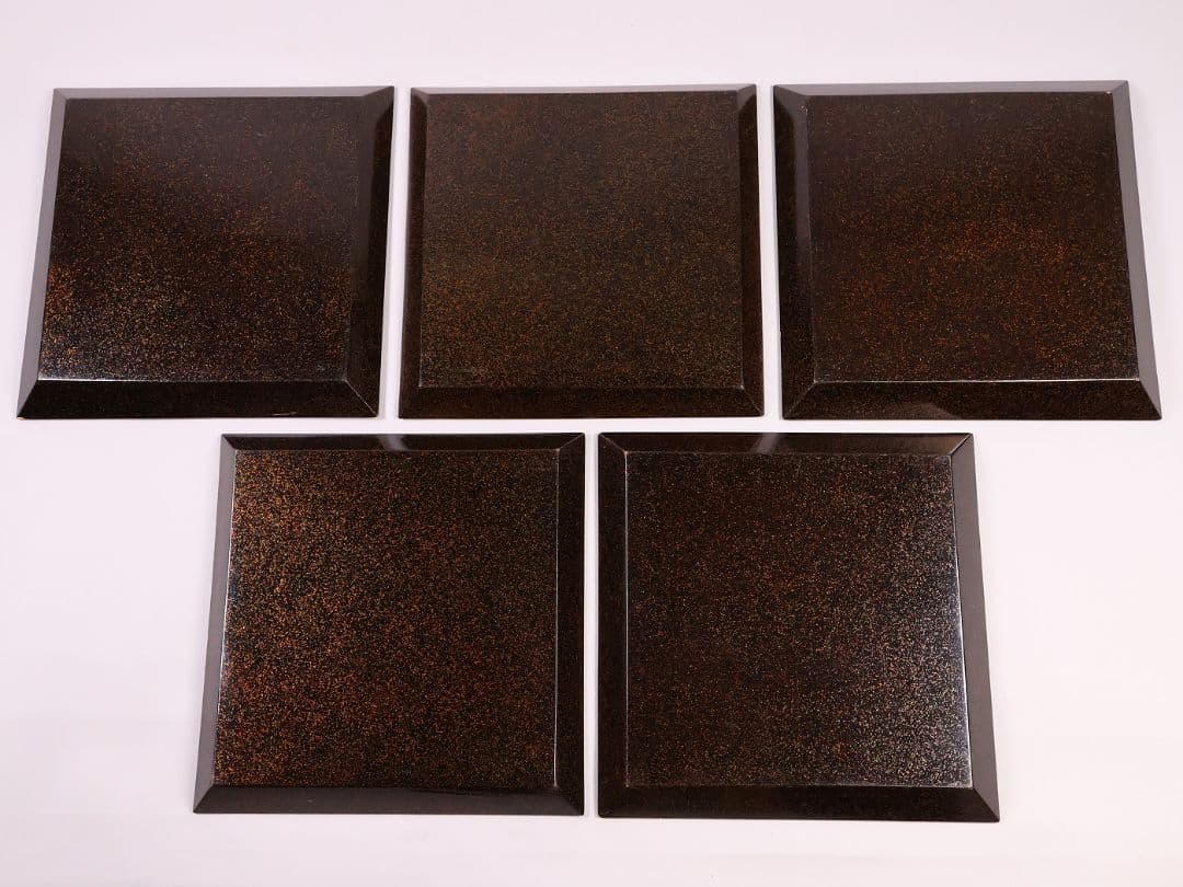 MB45】時代 梨地吸物膳 十客 月と草花蒔絵 秋草 四方膳 卓上 折敷