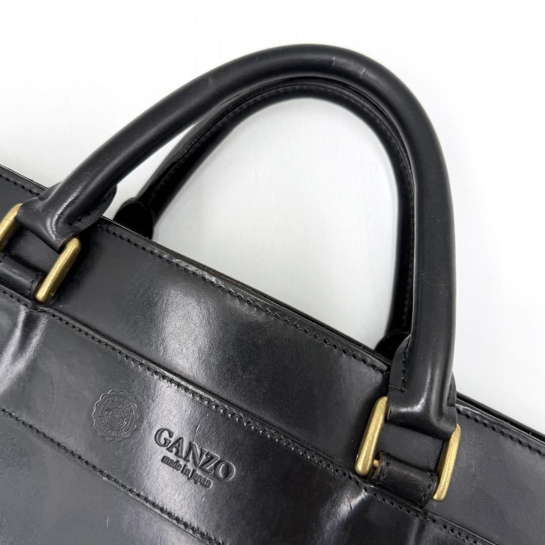 良品】ガンゾ ブリーフケース ビジネス GUD ブライドルレザー ブラック