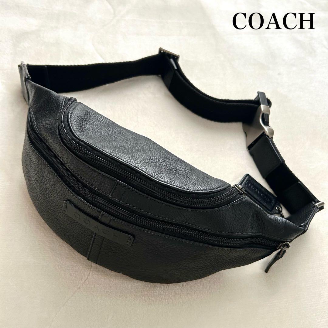 COACH コーチ ボディバッグ ウエストポーチ レザー 黒