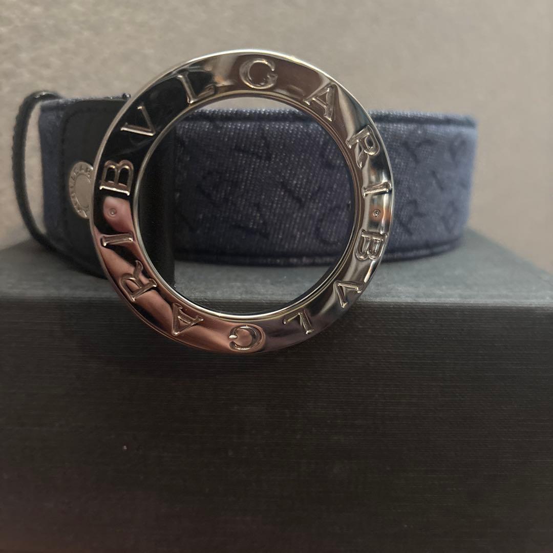 BVLGARI ベルト　ロゴマニア　デニムネイビー