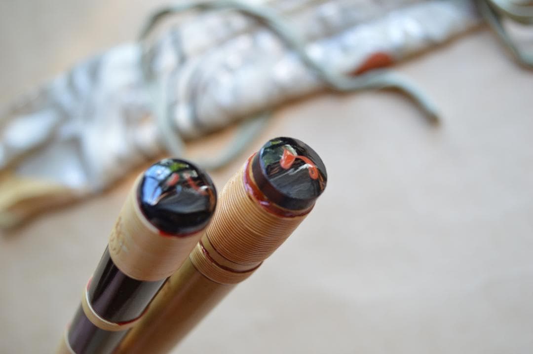 篠笛 獅子田笛 八本調子 㐂月作 紫山作 二本 絹袋の通販はau PAY