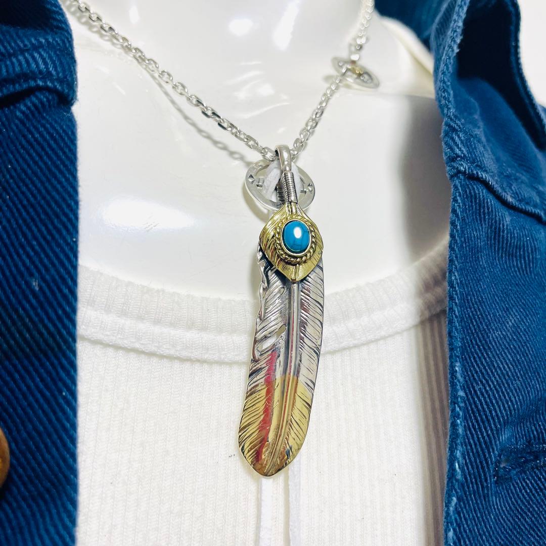 silver925 先金ターコイズ イーグルフック チェーンネックレス セット