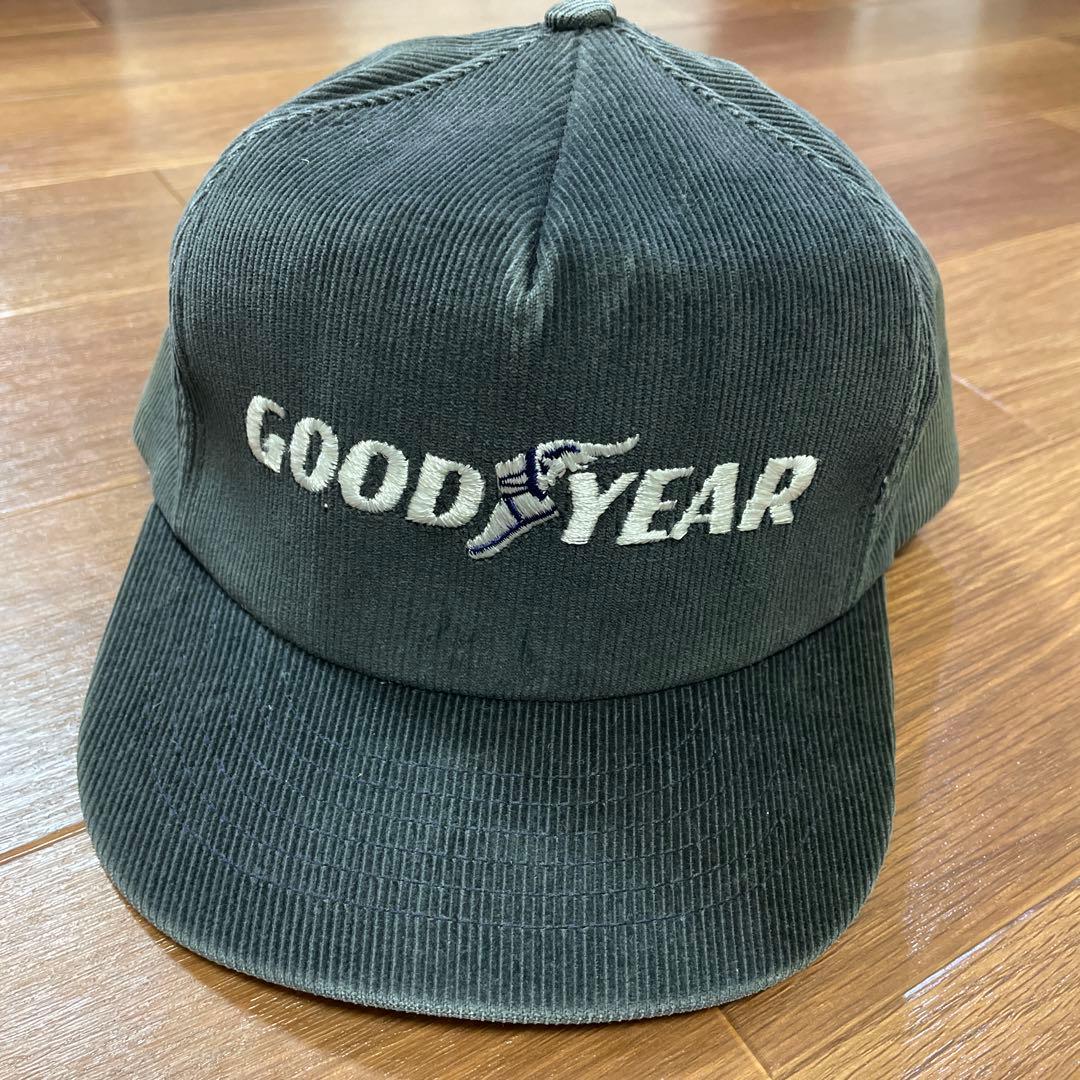 GOOD YEAR グッドイヤーコーデュロイキャップ swingster USA GOODYEAR USA製 古着 キャップ ネイビー ワッペン グッドイヤー