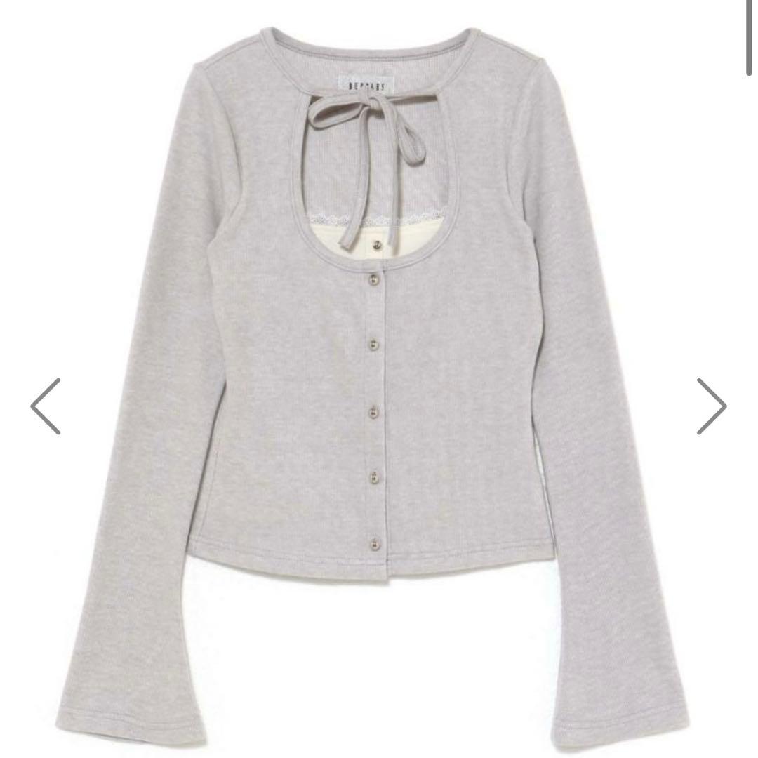 BUBBLES レイヤードリブトップス グレー