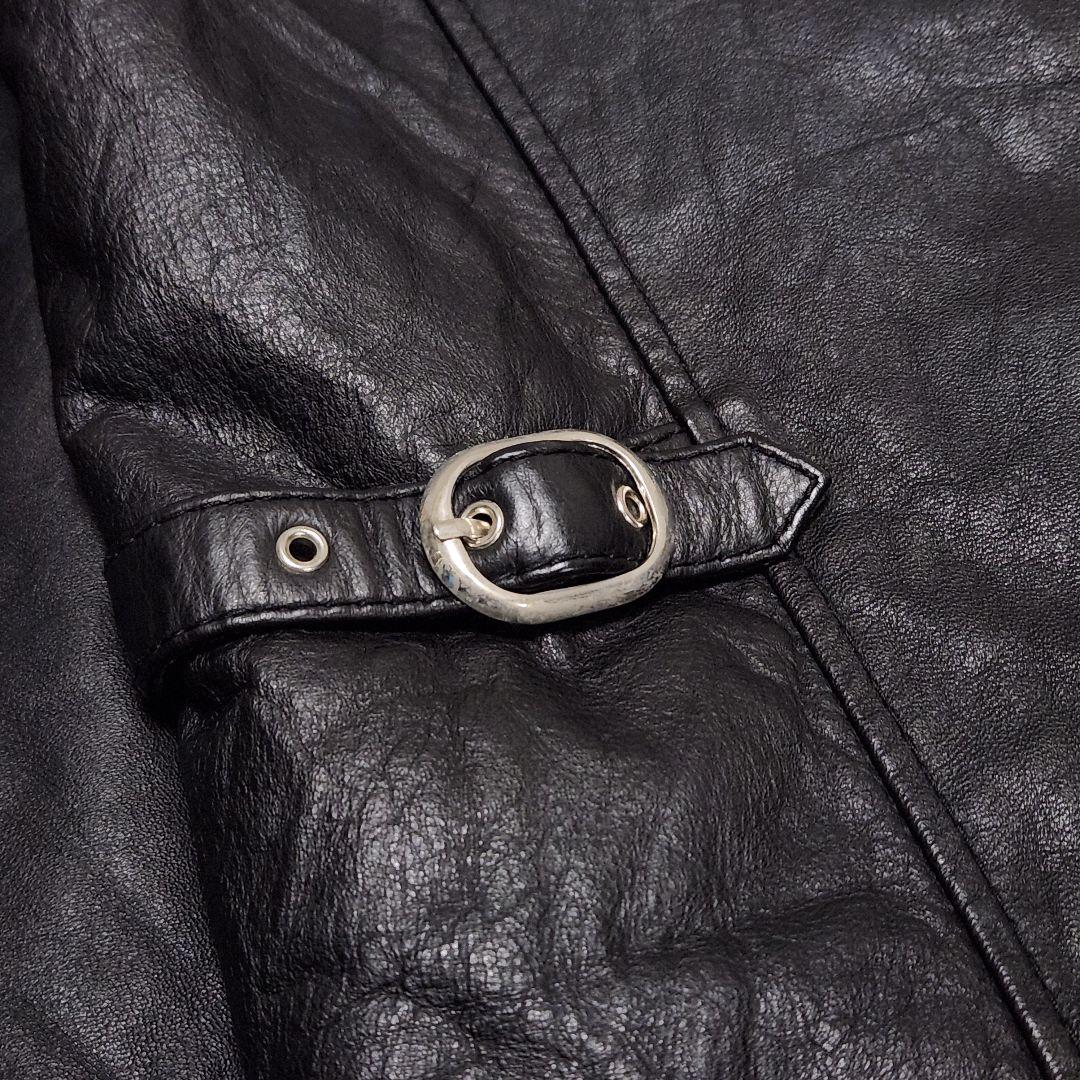 み*け様 vintage 牛革 白ライン シングルライダースジャケット