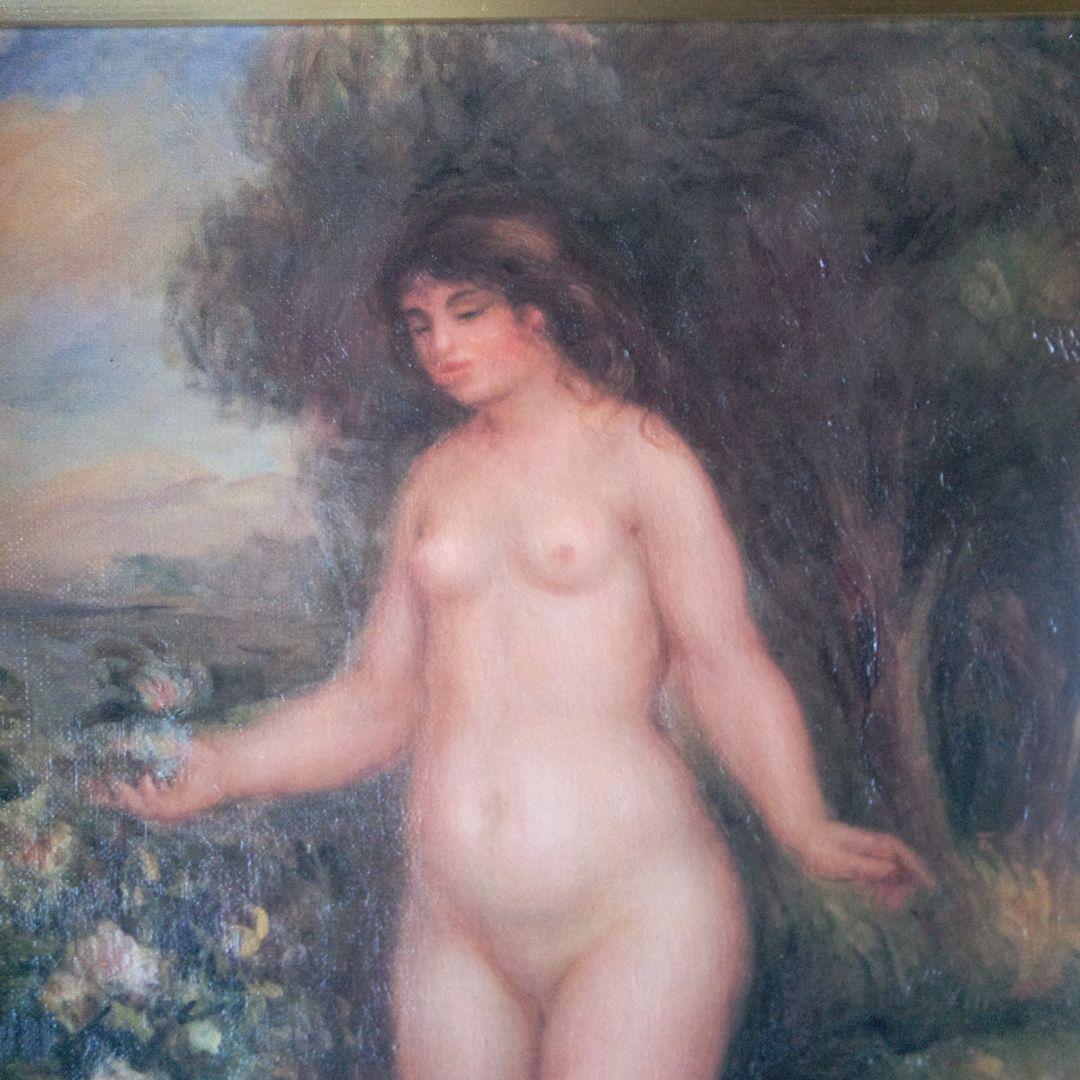 印象派 女性の裸体画 金色フレーム付き
