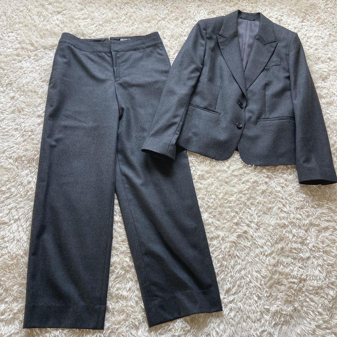 マーガレットハウエル　ワイドパンツスーツ　2/3 グレー　ウール　レディース2B