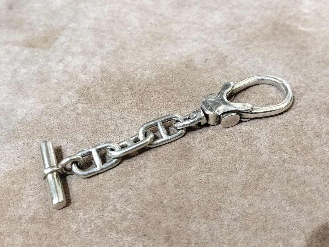 HERMES シェーヌダンクル キーホルダー 初期コマ シルバー ビンテージ