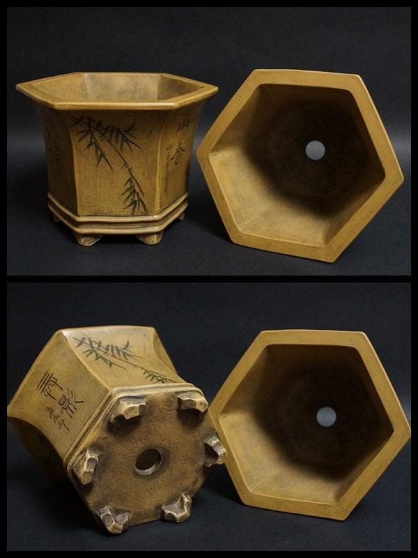 民国 紫砂名人 小石刻(任小松)造 朱泥紫砂 盆栽鉢二点セットの通販はau