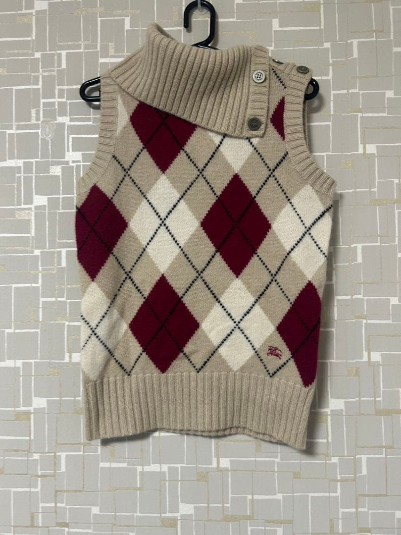 Burberry アーガイル　タートルネック　ノースリーブ　ニット タートルネックノースリーブファーニット | ファッション通販サイト NUGU
