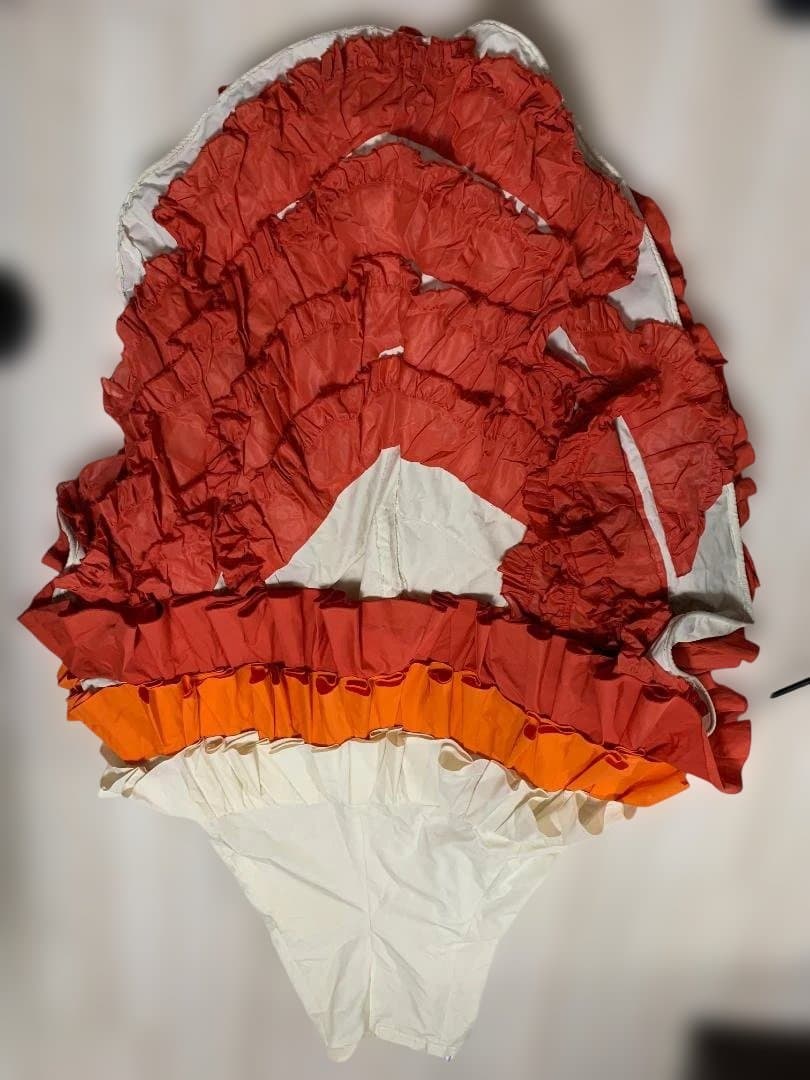 フラメンコ　バタデコーラスカート （赤・オレンジと白） 38 フラメンコ衣装 ペチコート【オレンジ】 スカート ダンス衣装 ロング