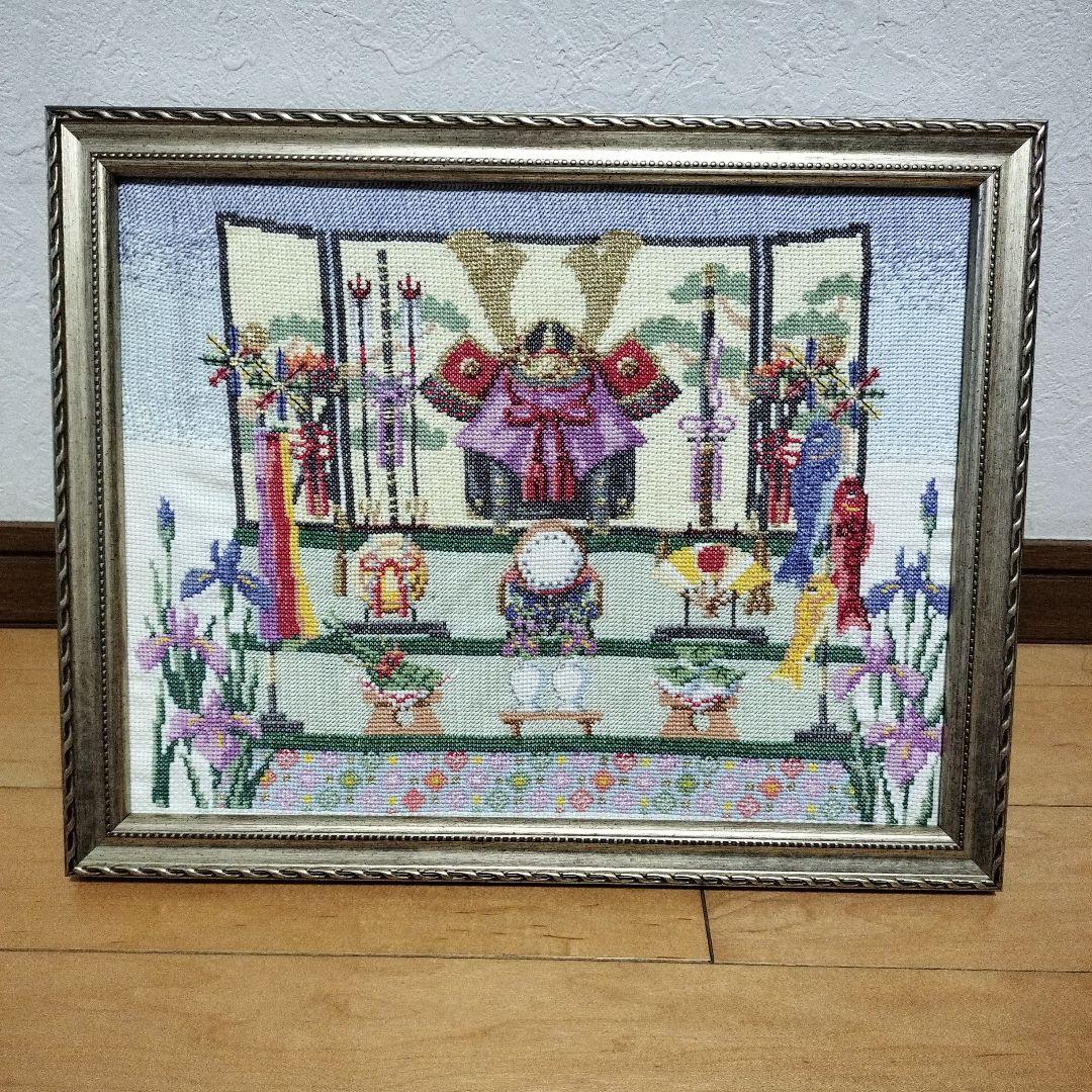 完成品】クロスステッチフレーム〈五月人形の段飾り〉☆ホビーラ