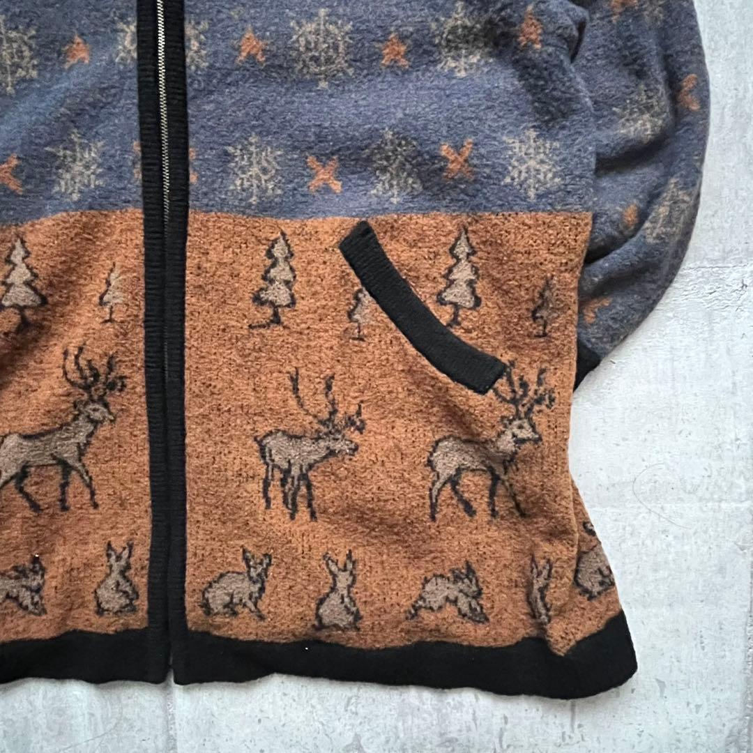vintage 90s 総柄ウールブルゾン 鹿柄 ヨーロッパ古着 ノスタルジー