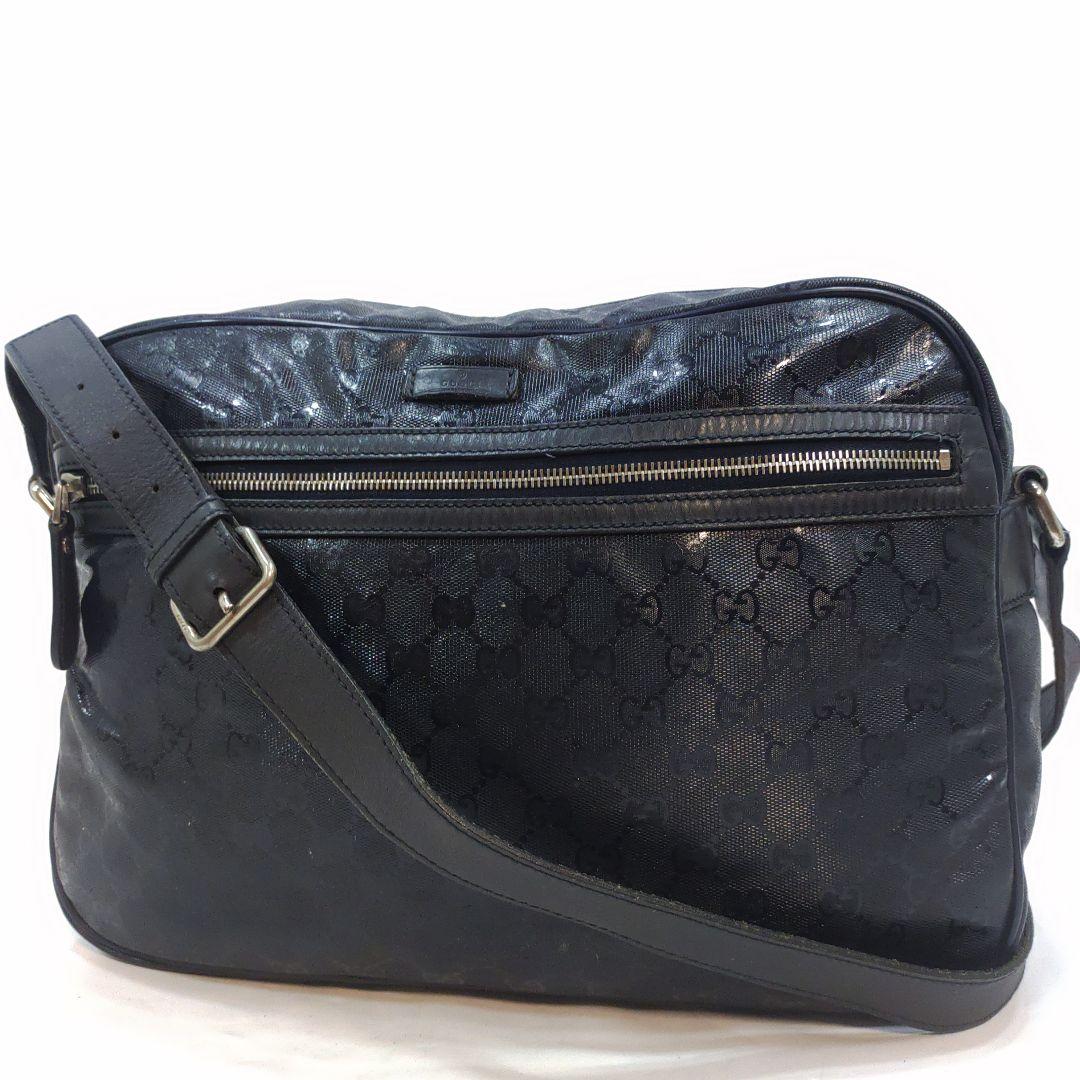 グッチ ショルダーバッグ PVC レザー A4可 GG柄 ネイビー GUCCI(グッチ) Vintage GG Logo Leather Shoulder Bag ヴィンテージ GG
