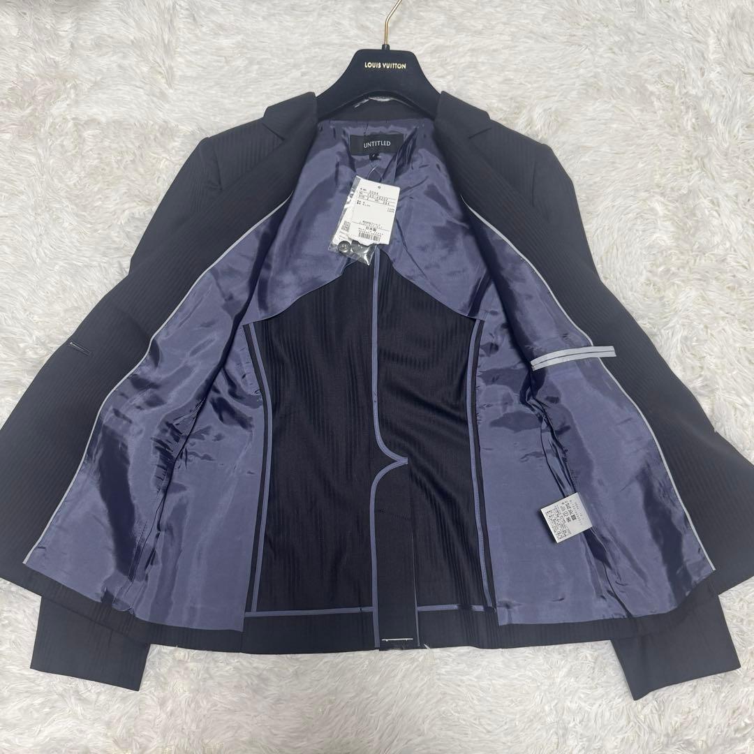 新品 UNTITLED ストライプパンツ スーツ セットアップ ネイビー ウール