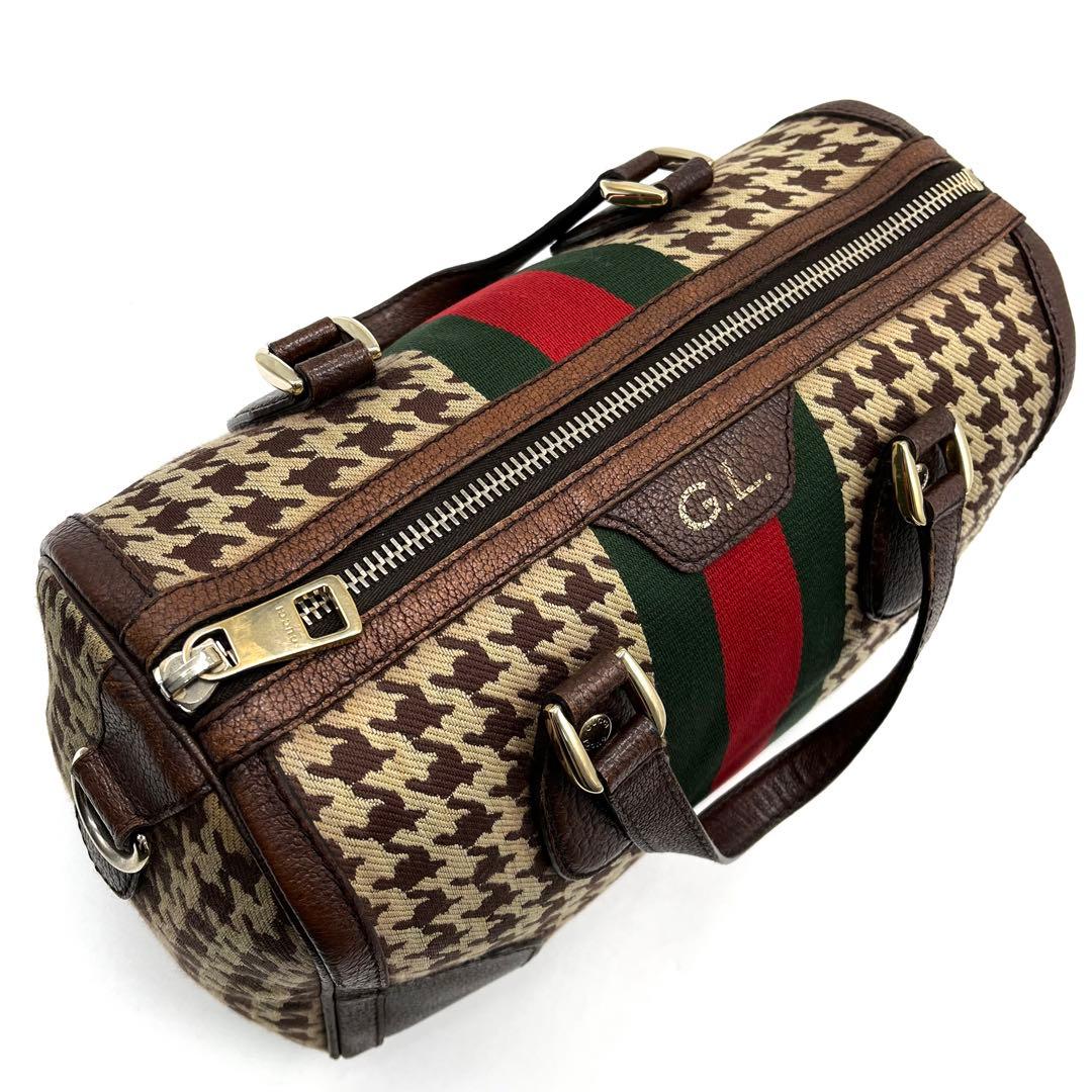 美品・激レア】グッチ 2way ハンド ボストンバッグ 千鳥柄 シェリー