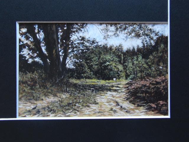 佐々木麦、【森への道】、希少な画集画、新品高級額・額装付