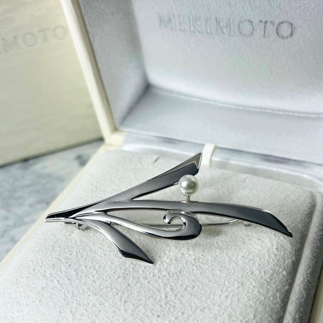 美品 ミキモト パール 真珠 6珠 アコヤ シルバー ブローチ 皇室御用達