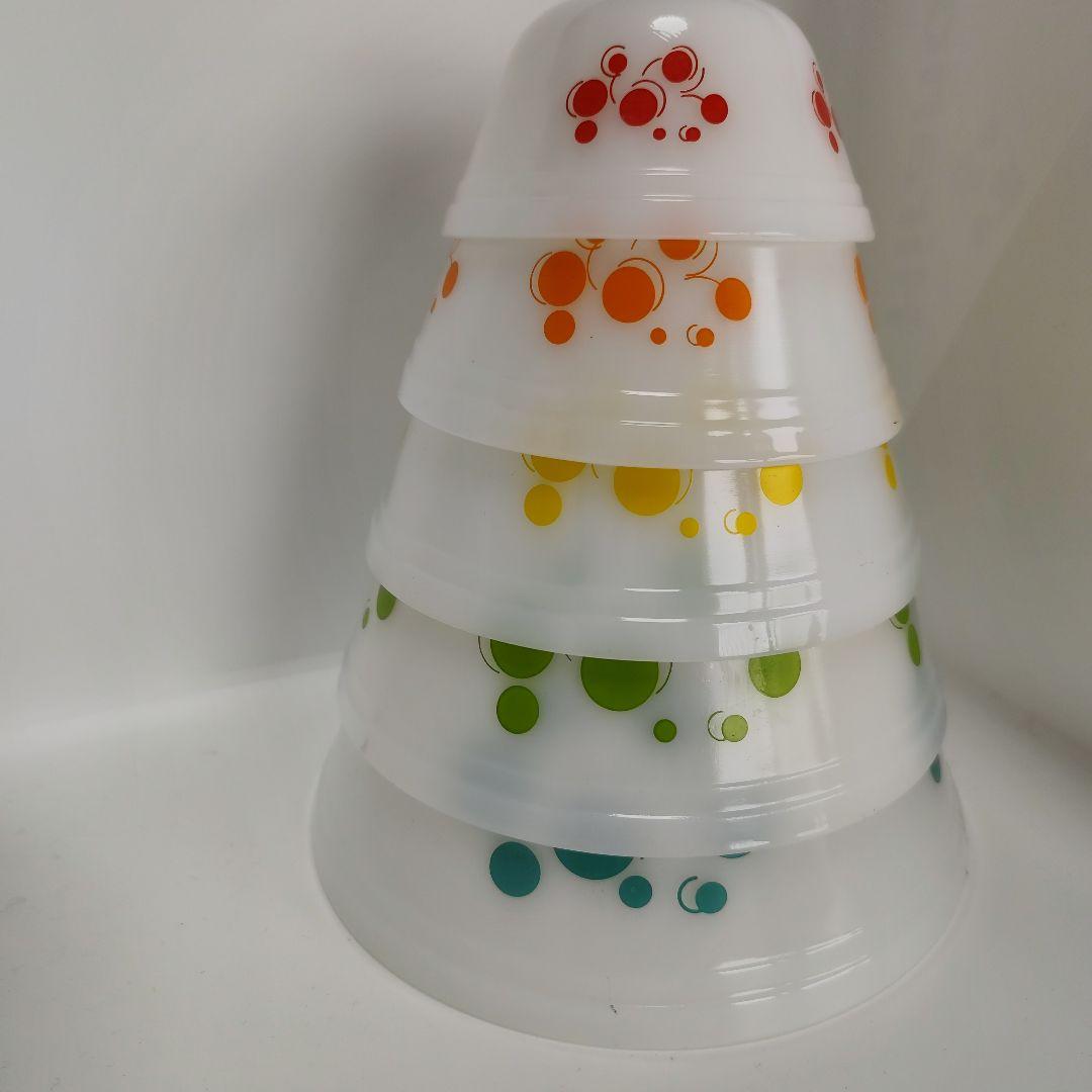 希少　フェデラル　5個　カラフルドット　ミキシングボウル　コンプリート