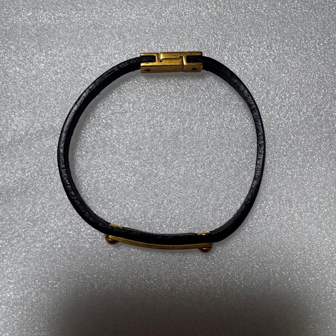 サンローラン IDプレートブレスレット ブラック レザー - メルカリ