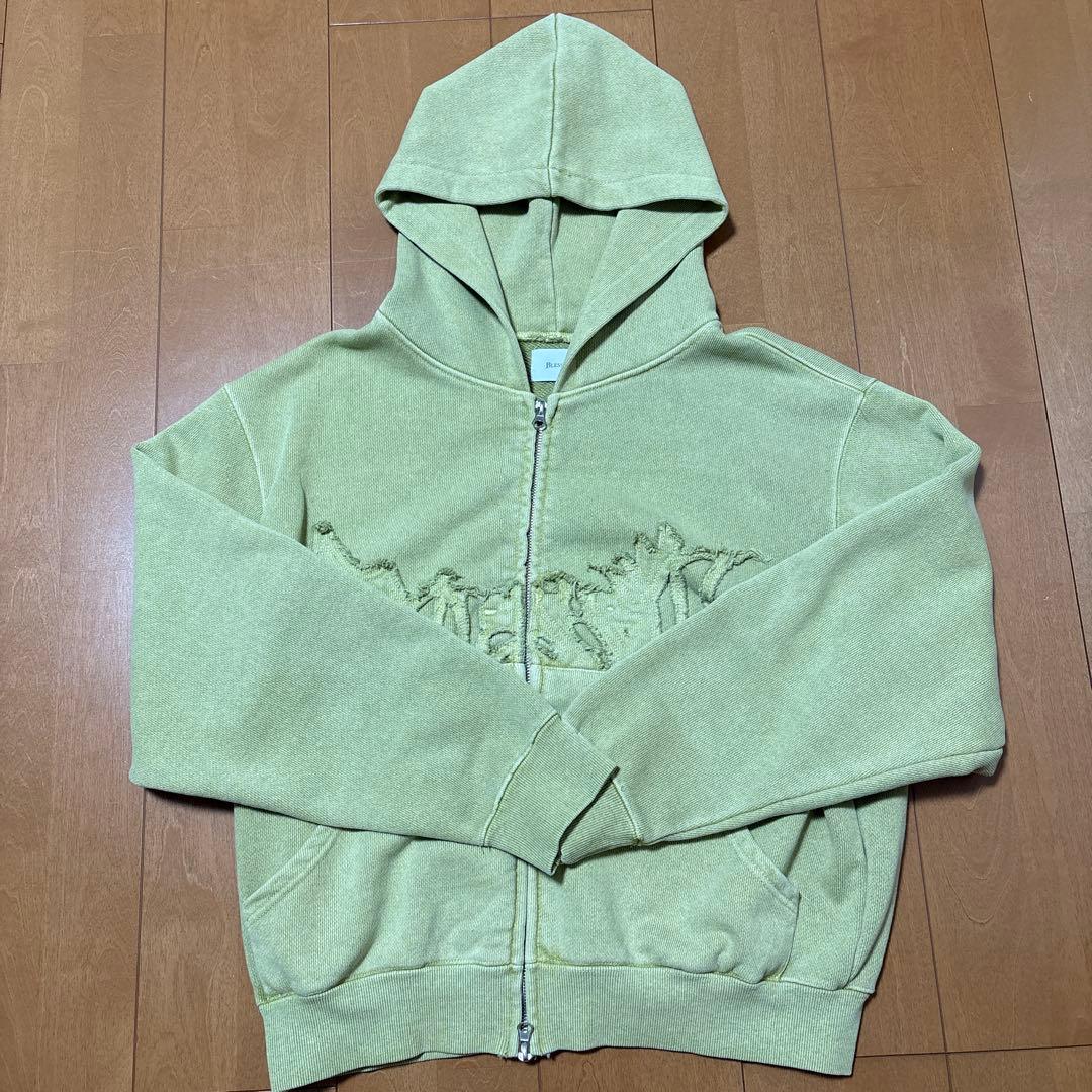 ブレスユーフロントジッパー付きパーカー 淡い緑色