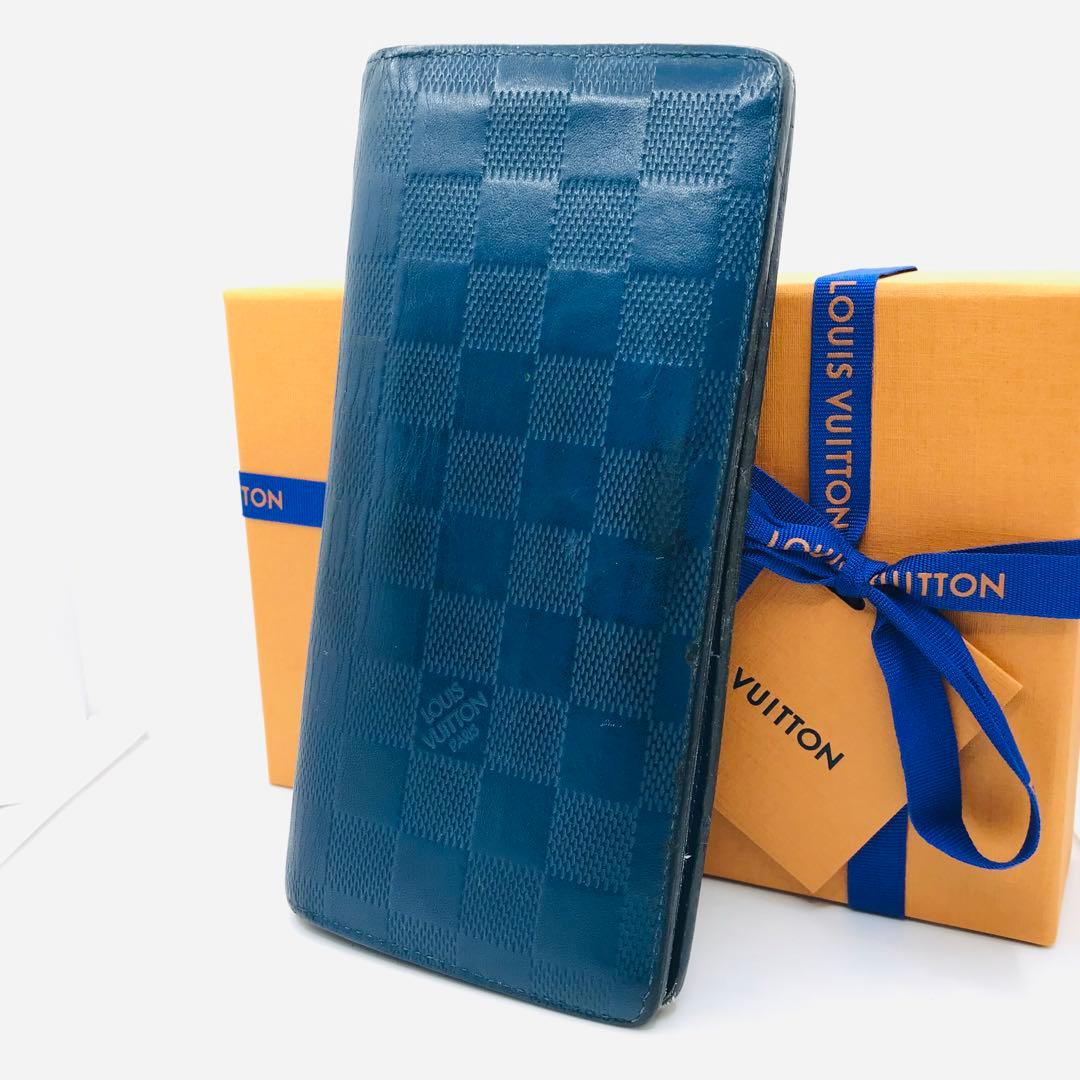 ルイヴィトン✨ダミエ アンフィニ ポルトフォイユ プラザ 長財布 ネイビー