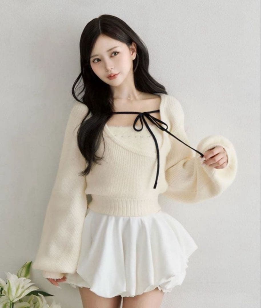 darich ダーリッチ アシメレイヤードニットトップス アイボリー IVO