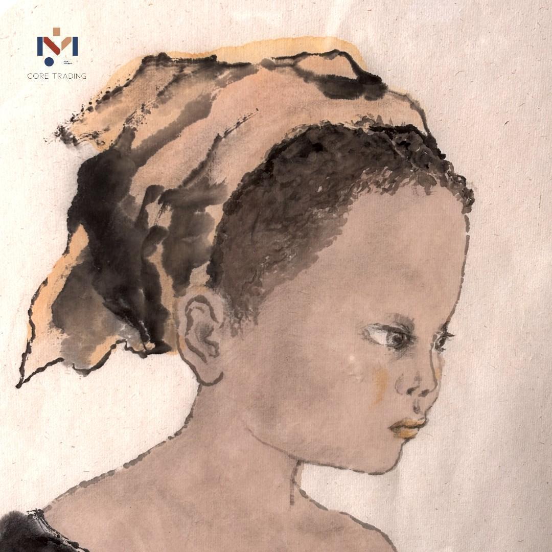 大型絵画 直筆画 伊藤三喜庵 2024 日本自由画壇理事長 少女像