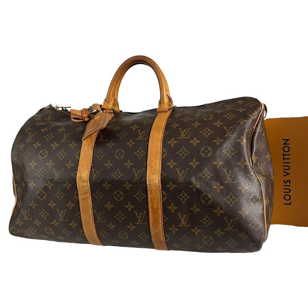 【正規品】ルイヴィトン　モノグラム　キーポル50　ボストンバッグ　茶　旅行かばん