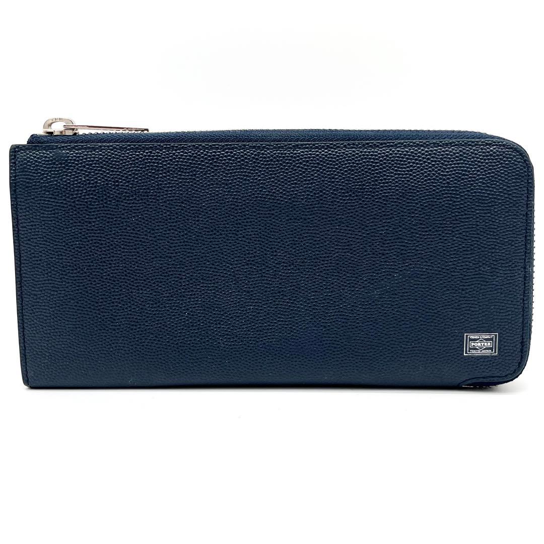 【極美品】PORTER 長財布　エイブル　L字ファスナー　レザー　ネイビー