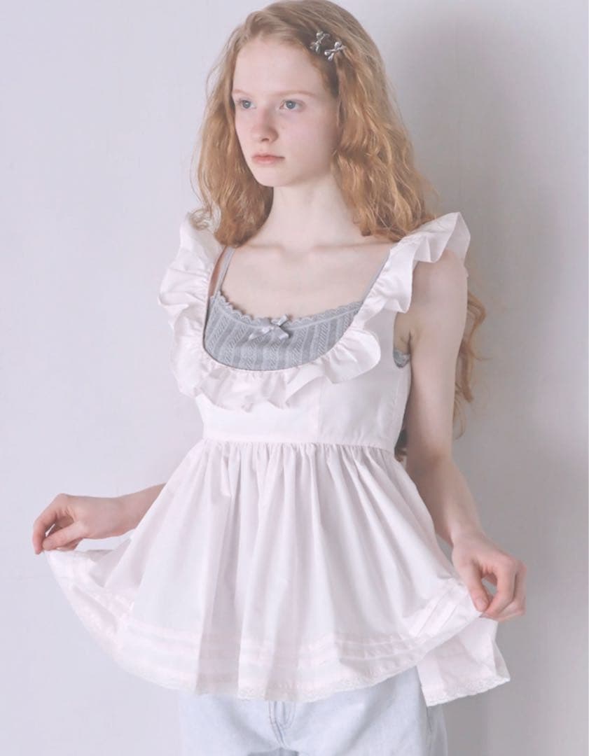 トップス mleya mieya PETIT APLON TOP -WHITE